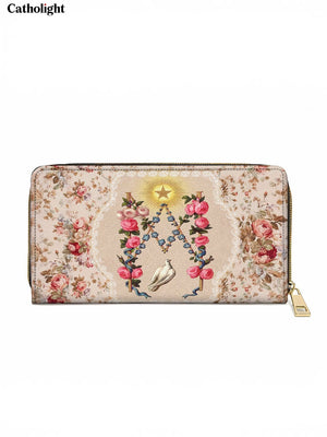 Catholight Roses of the Rosary Leather Wallet Purse