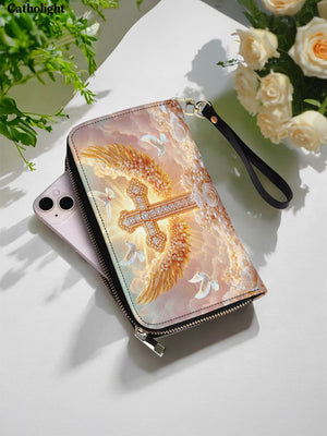 Catholight Dove of Peace Leather Wallet Purse