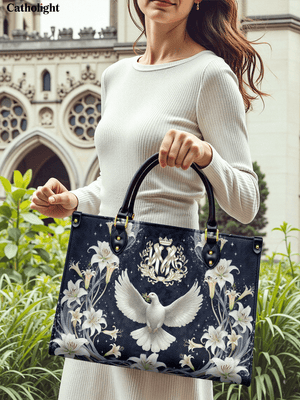 Catholight The Holy Spirit and Lily Devotional Leather Bag