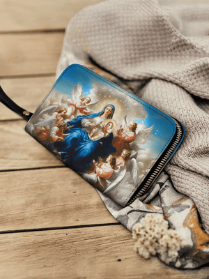 Divine Ascension: The Heavenly Embrace Leather Wallet Purse 02acxn030425