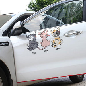 Personalized Gifts For Cat Lovers Car Decal, Funny Cat Hanging Climbing 03qhtn080724-Homacus