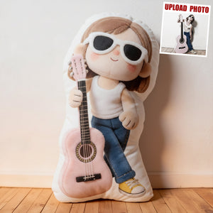 Guitar Girl Custom Shape Pillow - Custom Photo Gifts For Guitar Lovers 02pgdt201225