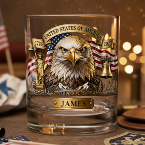 Veteran Personalized 11oz Round Glass - Personalized Gifts For Military Drinking Glass 02NATA280126