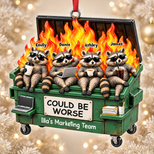 Raccoon Dumpster Fire Nonchalant Ornament - Personalized Gifts For Coworkers 02qhdt201026