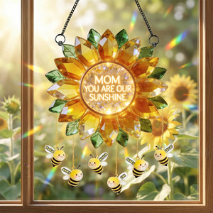 Sunflower Bee Suncatcher - Personalized Gifts For Mom and Grandma 01TYDH170426-Homacus