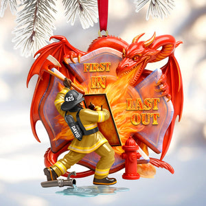 Firefighting With Dragon Acrylic Ornament - Personalized Gifts For Firefighter 04QHTN101125