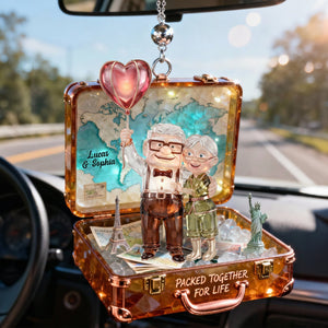Traveling Couple Car Hanging Ornament, Personalizd Gifts For Adventurous Couple 03qhtn090126