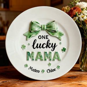 Patrick's Day Round Ceramic Plate - Personalized Gifts For Grandma and Mom 01pgdt090226