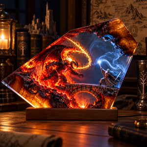 Epic Fantasy Dragon Battle Acrylic Light Box - Personalized Gifts For Fantasy Lovers 06nalu231026