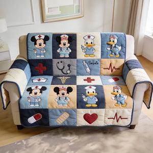 Aesthetic Nurse Collage Quilted Sofa Cover, Personalized Gifts For Nurse 02qhtn020226