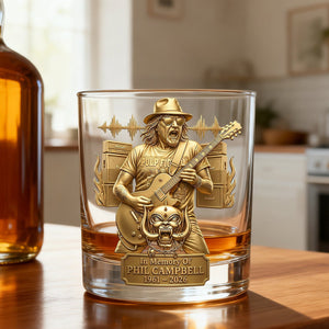 In Memory Rock Guitarist Round Glass - Gifts For Music Lover Drinking Glass 01NAMG180326