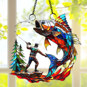 Fishing Scene Suncatcher Ornament - Personalized Gifts For Fishing Lovers 01tgqn020825