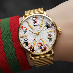 Cute Horror Characters Mesh Straps Watch - Personalized Gifts For Horror Movie Fans 03QHLU170725