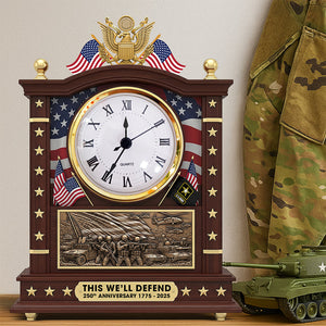 Military Desk Clock Plaque - Personalized 250th Anniversary Gift for Soldier 03huqn080725