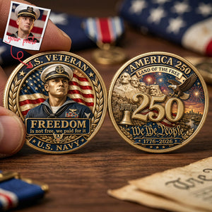 Custom Photo Veteran USA 250th Anniversary Metal Coin - Personalized Gifts For Veterans 03pata060626
