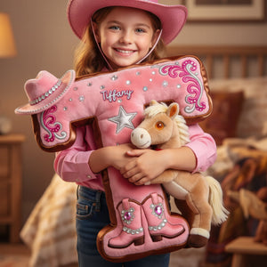 Cowgirl Alphabet Initial Letter Pillow - Personalized Gifts For Horse Lovers 03naqn111225