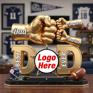 American Football Acrylic Plaque - DadChampion Dad & Fist Bump - Personalized Gifts For Father