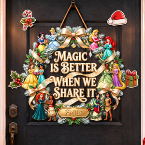 Lovely Fairy Tale Princesses Wreath Acrylic Sign - Personalized Christmas Gifts 06hadh110826