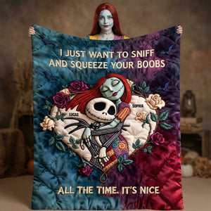 Spooky Romantic Couple Blanket, Personalized Gifts For Couple 03qhtn101225