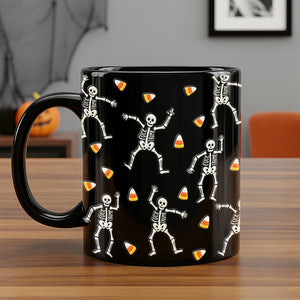Slightly Subtle Halloween Skeleton Black Mug 03qhqn230825