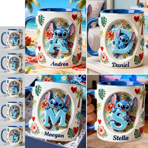 Cute Alien Alphabet Initial Letters Accent Mug - Personalized Gifts 03namg170126