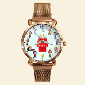 Personalized Christmas Timepiece – Cute Cartoon Mesh Strap Quartz Watch For Fans 01NAQN090725