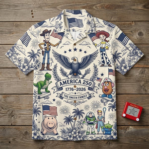 Patriotic Friends Toile De Jouy Hawaiian Shirt – USA 250 Celebration 01patn180626