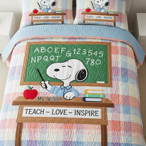 Cute Dedicate Teacher Quilt Bed Set, Personalized Gifts For Teacher 02qhlu180725