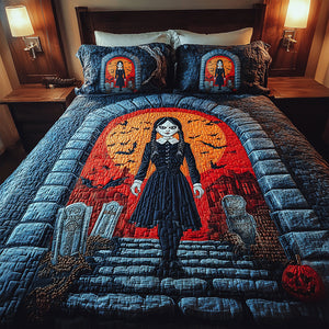 Creepy Gothic Quilt Bedding Set Special Line - Halloween Gifts For Horror Movie Fans 02tgqn230825