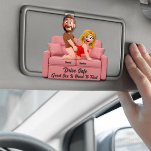 Playful Couple Acrylic Car Visor Clip - Personalized Gifts For Couple 03naqn150126 - Car Visor Clip - GoDuckee