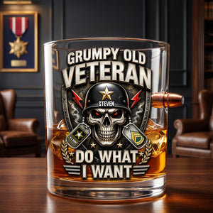 Grumpy Old Veteran Bullet Glass - Personalized Gifts For Veterans 01todh160626