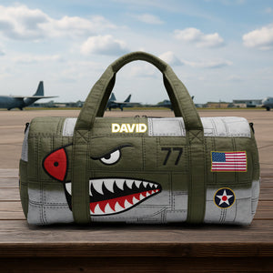 Personalized Gifts For Veterans Airplane Shark Quilted Duffle Bag 04natn080925