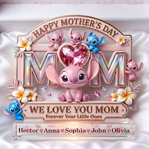 Pink Heart Mom Acrylic Plaque, Personalized Gifts For Mom 03TODT260326