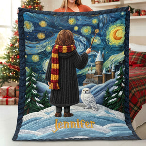 Starry Night Castle Blanket – Personalized Gifts For Fantasy Lovers 01naqn211025