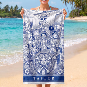 Voyage Toile De Jouy Beach Towel, Personalized Gifts For Animation Lovers 01qhtn200726