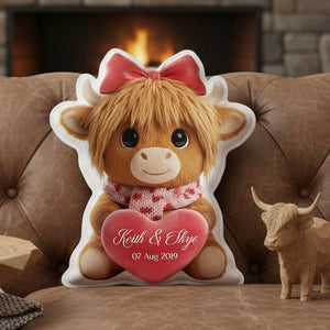 Highland Cow Valentine Custom Shaped Pillow - Personalized Gifts For Couple 03hyta161225