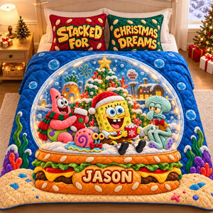 Yellow Sponge & Nautical Friends Quilt Bed Set - Personalized Christmas Gifts 07HALU011026