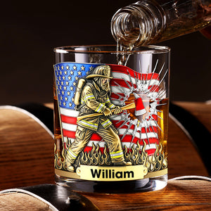 Patriotic Firefighter Drinking Glass – Personalized Gifts For Firefighter 04hyqn080925