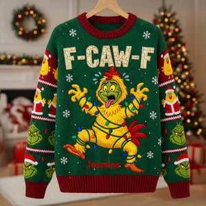 F-Caw-F Chicken 3D Knitted Ugly Sweater - Personalized Funny Christmas Gift 02tgmg061025