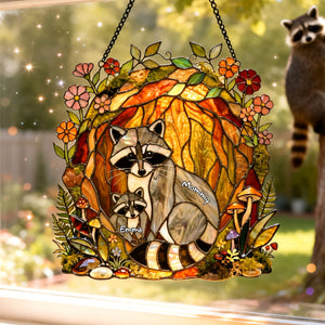 Raccoon Family Suncatcher Ornament - Personalized Gifts For Mom 01tylu260226