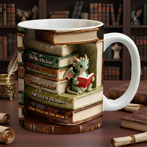 Dragon Reading Book Coffee Mug- Personalized Gifts For Book Lovers 08OHDT301225