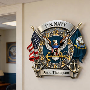 Veteran Wall Clock - Personalized Gifts For Military 1 Layer Acrylic Hanging Wall Clock HUVP030626-Homacus