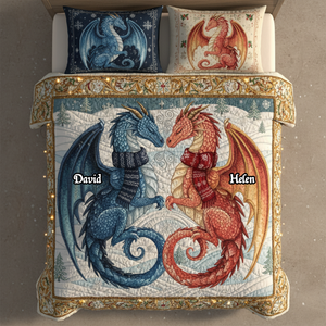 Mythical Dragon Couples Quilt Bedding Set Special Line - Personalized Gift For Couples 06HYMG011125
