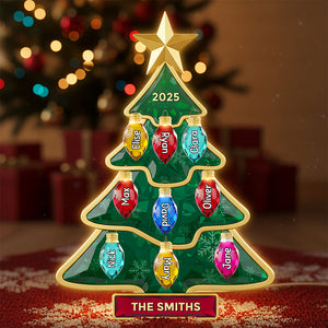 Christmas Tree Family Light Box - Personalized Gifts For Family Custom Shape Acrylic Light Box 04NADT301025-Homacus