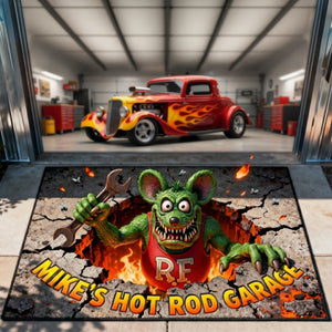 Hot Rod Garage Doormat - Personalized Gifts For Hot Rod Lovers 02tgqn090126