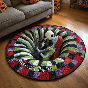 Spooky Love Quilted Round Mat - Personalized Gifts For Couple 03naqn240925
