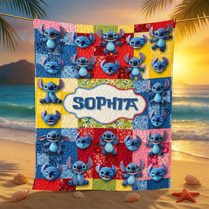 Cute Blue Alien Blanket  - Personalized Gifts For Movie Lovers 01ohqn300625