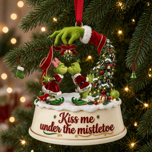 Mischievous Kiss Under The Mistletoe Acrylic Ornament - Personalized Christmas Gifts For Couples 04tolu030926