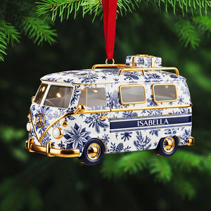 Personalized Gifts For Christmas, Camper Van Toile de Jouy Custom Shape Acrylic Ornament 02pgta031025