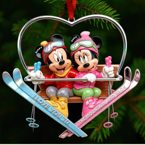 Cute Skiing Couple Acrylic Ornament - Personalized Gifts For Skiing Couple 03QHQN101125